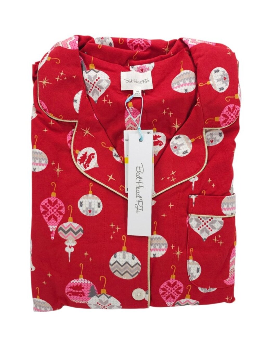 NWT BEDHEAD Long Sleeve PJ Pajama Set  Adornments Christmas Ornaments MEDIUM